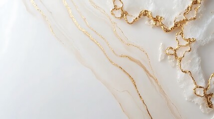 Abstract image of white and gold flowing textures creating designs