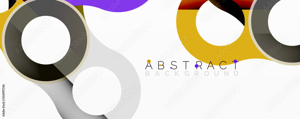 Aufkleber Abstract circle element composition with overlapping circular and tubular shapes featuring smooth gradients, transparency effects, and dynamic layering