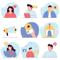 Set of flat vector icons depicting diverse business people avatars