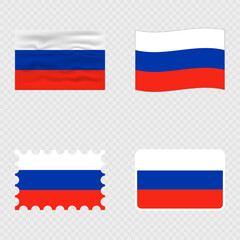 Naklejka premium Russia national flag in four different styles.