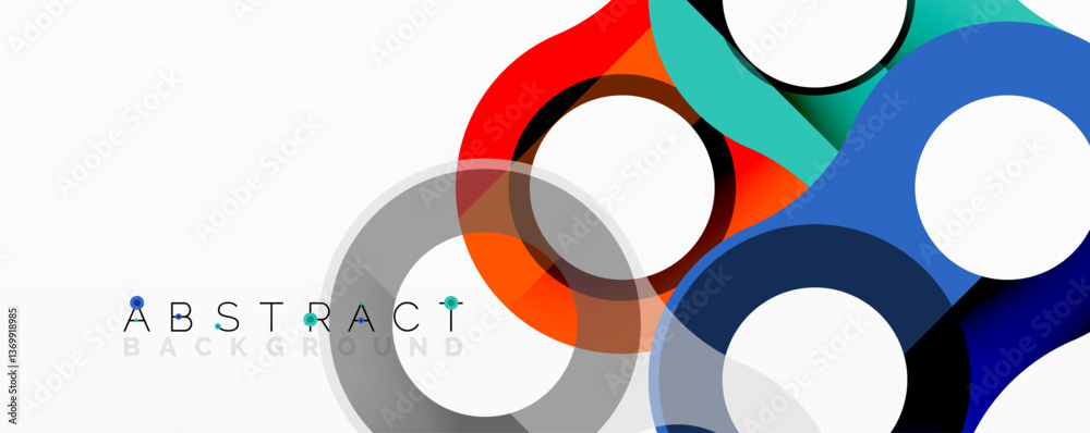Aufkleber Abstract circle element composition with overlapping circular and tubular shapes featuring smooth gradients, transparency effects, and dynamic layering