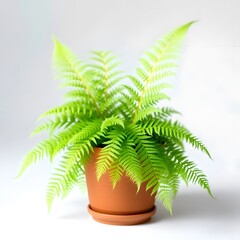 Obraz premium Beautiful Green Potted Plant with Lush Leaves in a Decorative Pot on a Plain Background