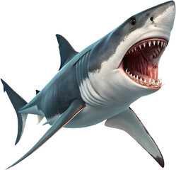 Massive Megalodon shark swims through ancient ocean depths.