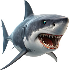 Massive Megalodon shark swims through ancient ocean depths.