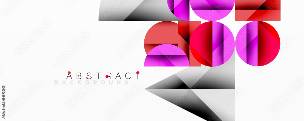 Aufkleber Modern abstract composition with layered circles and angular segments featuring gradients, transparency effects, and a structured geometric layout