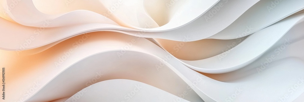 Poster Soft flowing white curves on pastel gradient create an elegant and modern abstract minimalist background for contemporary design projects