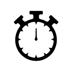 Antique Stopwatch Silhouette, Isolated on White