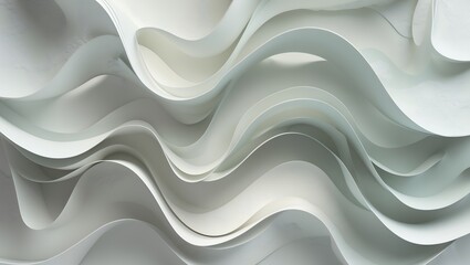 Fototapeta premium Elegant abstract art with flowing, layered wave forms in shades of white and gray
