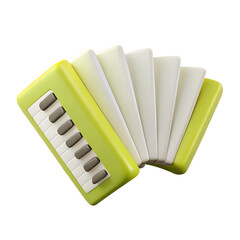 Green Accordion icon. 3d rendering isolated on white background. Cartoon plastic style