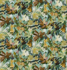 Abstract watercolor flowers design new creation art design light green background stock design floral seamless pattern fabric print design 