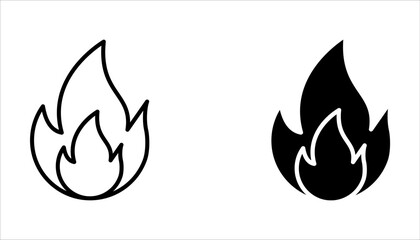 Fire icon vector set. Fire flame symbol. Flame icon collection. Fire silhouette icon, vector illustration on a white background.