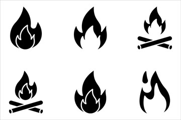 Fire icon vector set. Fire flame symbol. Flame icon collection. Fire silhouette icon, vector illustration on a white background.