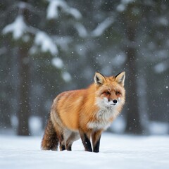 Fototapeta premium red fox in snow