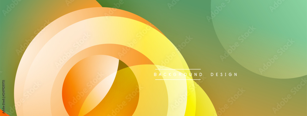 Poster Abstract composition with layered circular elements, blending gradients and soft transitions, creating a sense of depth, motion, and visual harmony