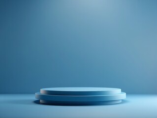 Minimalist luxury podium blue pedestal for product showcase