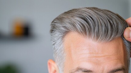 Obraz premium Close Up of Man's Gray Hair Styling Texture