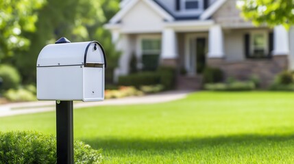 Charming White Mailbox in Green Lawn Setting