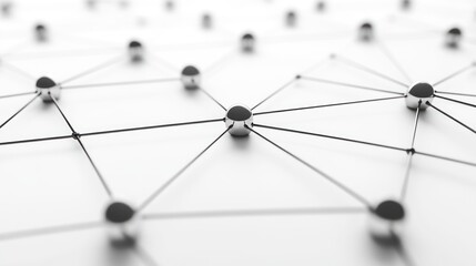 Abstract network of connected spheres on white background