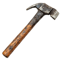 Weathered metal hammer exhibiting signs of heavy use against a dark background