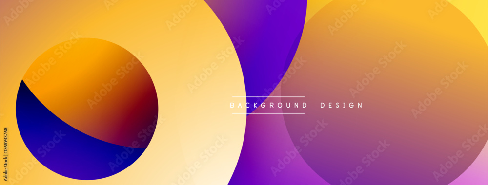 Poster Layered circular shapes in vivid colors form a gradient-rich abstract design with smooth transitions, depth effects, and a modern, futuristic aesthetic