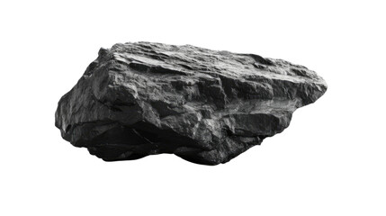 Obraz premium Textured Stone Detail: A detailed studio shot of a singular, rugged stone, presenting its complex texture and the intriguing interplay of light and shadow.