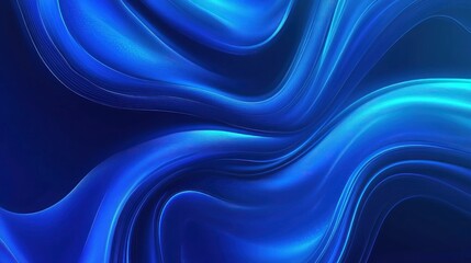 Abstract blue flowing curves on dark background