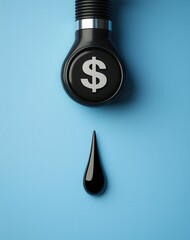 Dollar Sign Fuel Nozzle Dripping Oil on Blue Background Image
