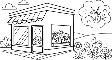 Fototapeta premium a house design Post Office Colouring Page