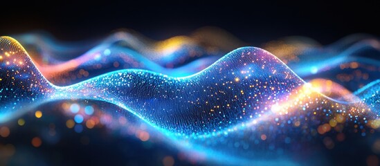 Obraz premium Abstract glowing waves. Dynamic particles. Background design. Stock photo