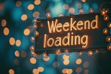 Neon weekend loading Sign Illustration for Holiday Celebration