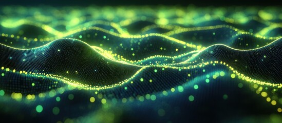 Abstract green wave data flow, digital background