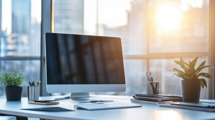 A clean and modern workspace with a focus on data-driven business strategies.