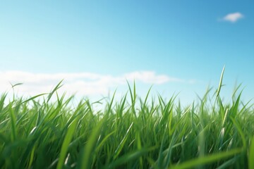 Fototapeta premium Golden wheat sways gently in the breeze, basking under a bright sun against a backdrop of soft clouds in a summer sky