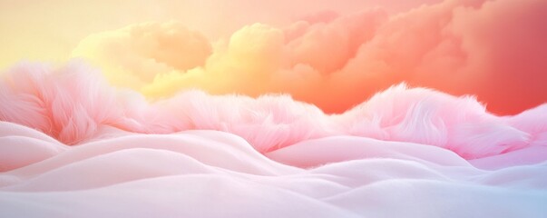 Dreamy Pastel Cloudscape Fluffy Pink and Orange Clouds at Sunset