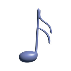 3d music note. Hand drawn musical symbol. Single element for print, web, design, decor, logo