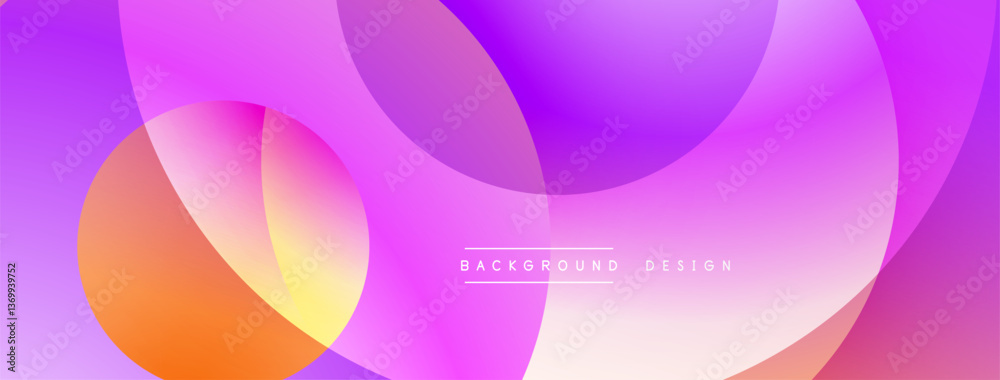 Poster Abstract composition with layered circular elements, blending gradients and soft transitions, creating a sense of depth, motion, and visual harmony