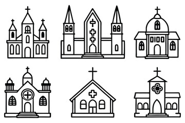 Church line art illustration for modern graphic designs (2)