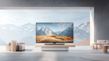 Modern TV on Terrace with Mountain View