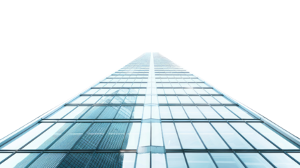 Ascending Skyscraper: A striking architectural perspective, an ultra-wide shot of a modern skyscraper, where geometric lines converge towards the sky, symbolizing progress and innovation.