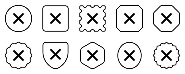 Vector cross multiply close remove mark icon. Black, white background. Perfect for app and web interfaces, infographics, presentations, marketing, etc.