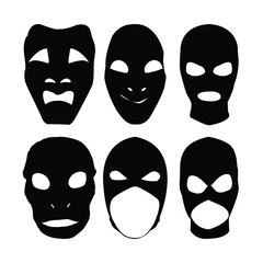 Set of black Mask Silhouette illustration vector based drawing Vol 01