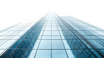 Skyward Ascent: Capturing the imposing upward perspective of a modern high-rise skyscraper, its reflective glass facade mirrors the expansive sky, creating an awe-inspiring architectural view.