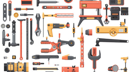 Assortment of Tools: A vibrant collection of various tools, artfully arranged, showcasing the essentials for any handyman's toolkit.