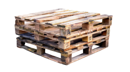 Wooden Pallets: A stack of weathered wooden pallets, a testament to industry and transport, ready for use in logistics or repurposed for creative endeavors.