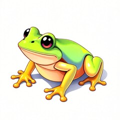 Obraz premium Adorable Cartoon Green Tree Frog Illustration Perfect for Children's Books or Websites