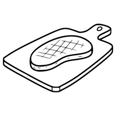 steak on cutting mat illustration hand drawn outline vector