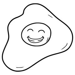 sunny side up egg character illustration hand drawn outline vector
