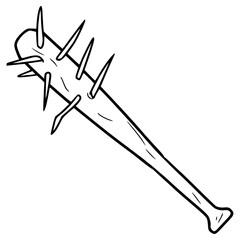 spiked bat illustration hand drawn outline vector
