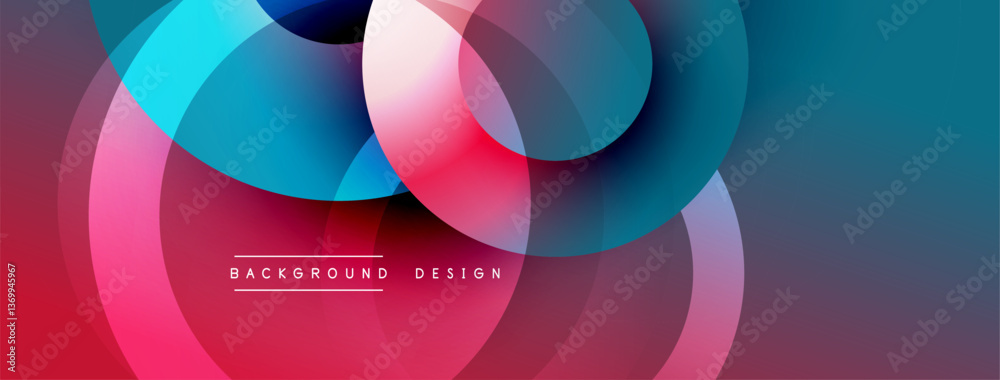 Poster Background design with overlapping circular shapes, featuring smooth gradients and soft lighting effects, creating a dynamic abstract composition