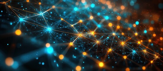 Abstract Network Connection, Digital Data Flow, Global Network, Background Lights, Tech Concept